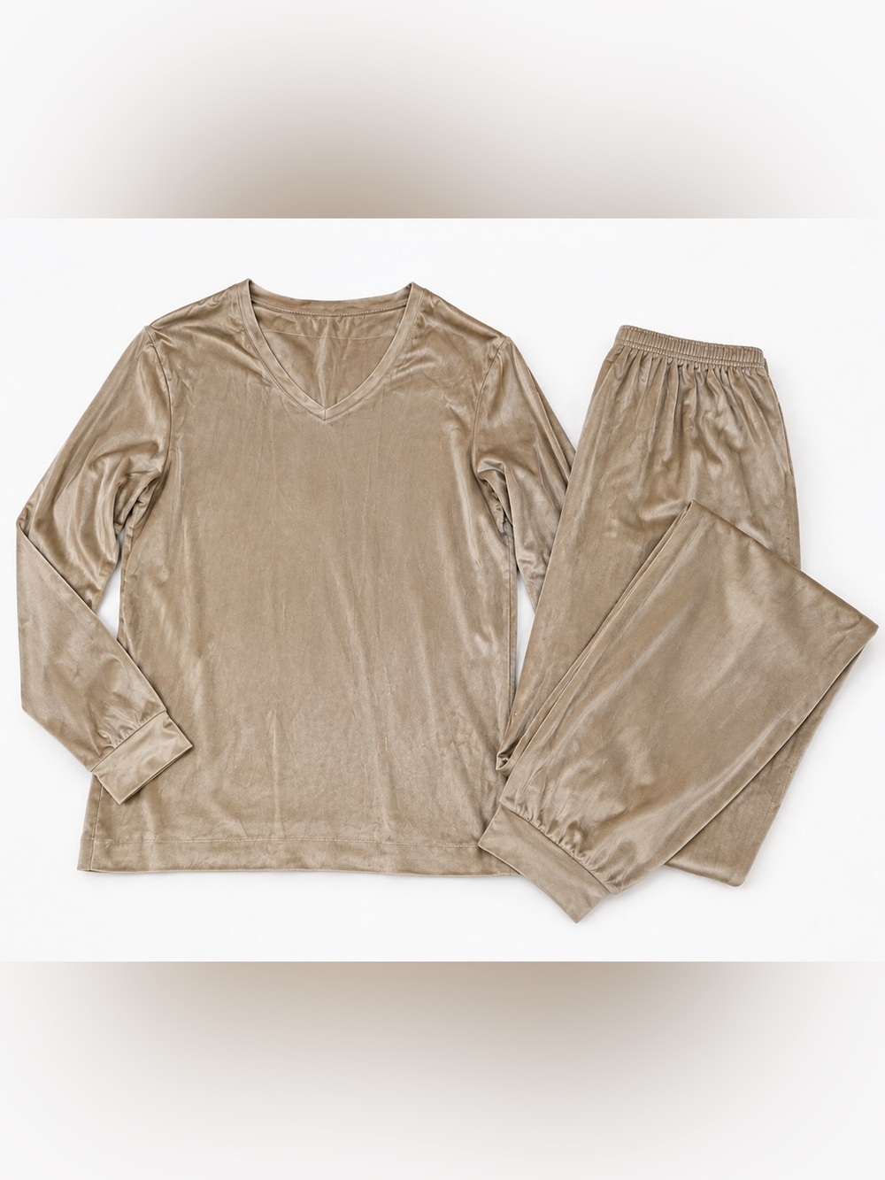 Norm Thompson 100% Silk Lounge Set Women’s Small Taupe Top Pants Vintage Minimal